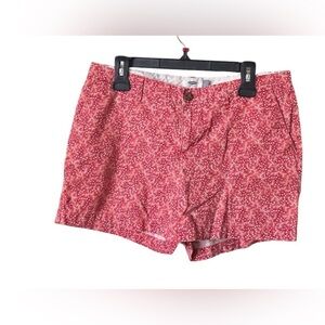 Old Navy,Red Floral Print Women's Bermuda Shorts, Sz 8